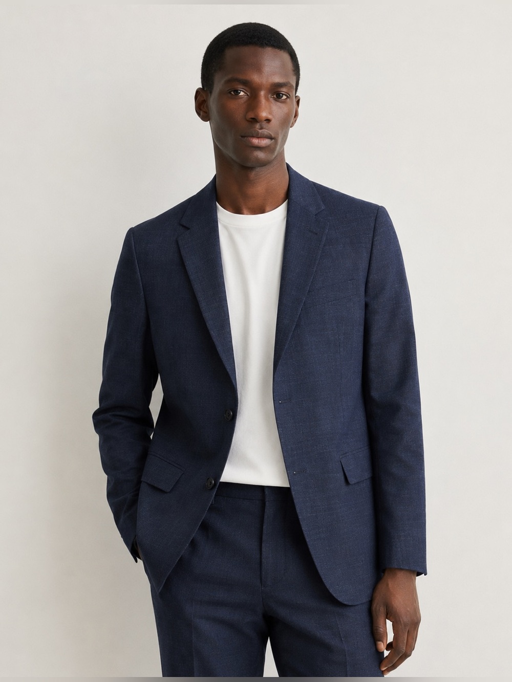 COS Men’s Navy Melange Wool Slim Fit Blazer 38R NWT